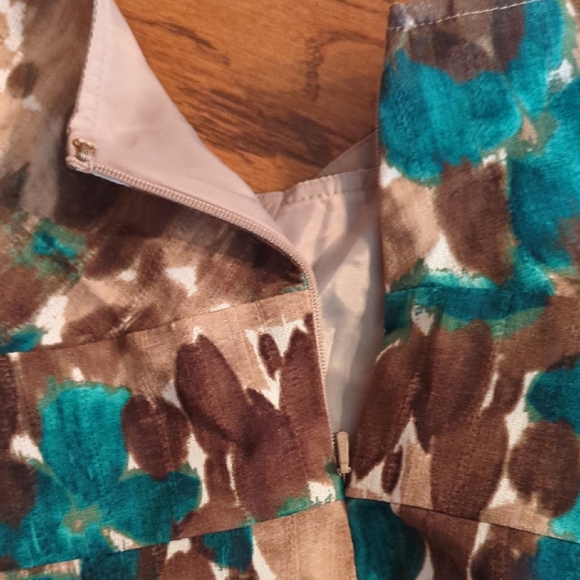 Axcess Teal and Brown Abstract Midi Dress - Picture 4 of 4